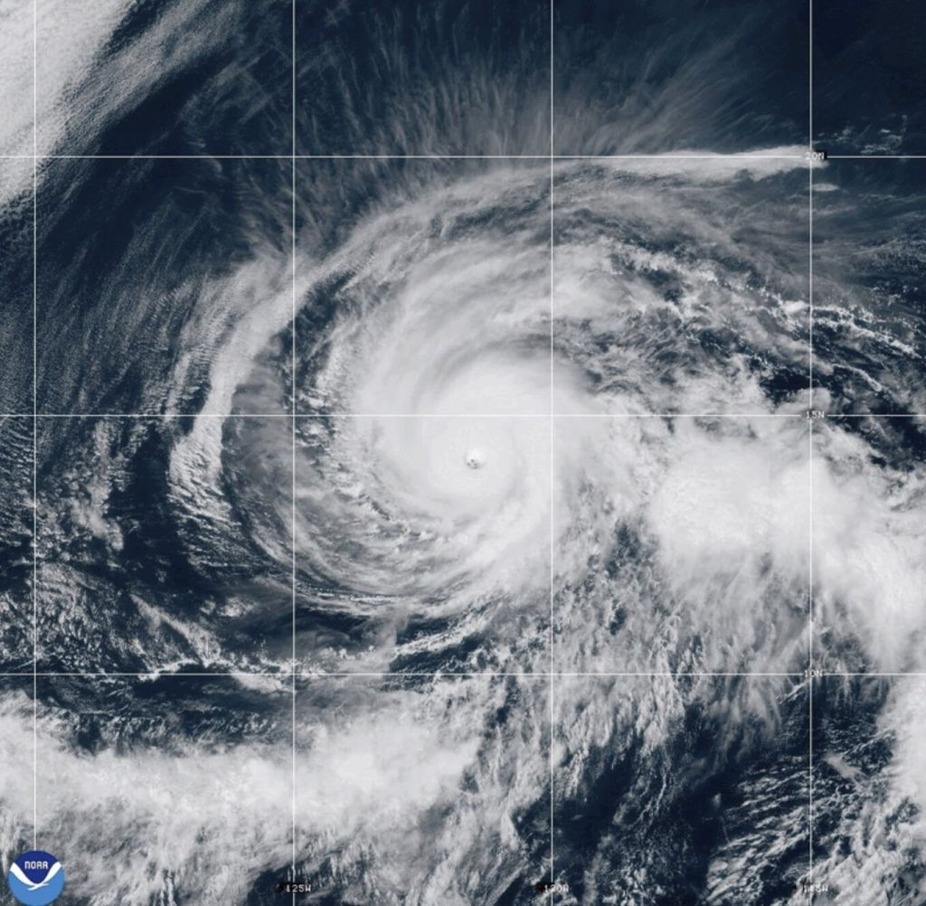 This satellite image provided by NOAA on Thursday, Oct. 24, 2024 shows Hurricane Kristy. (NOAA via AP)