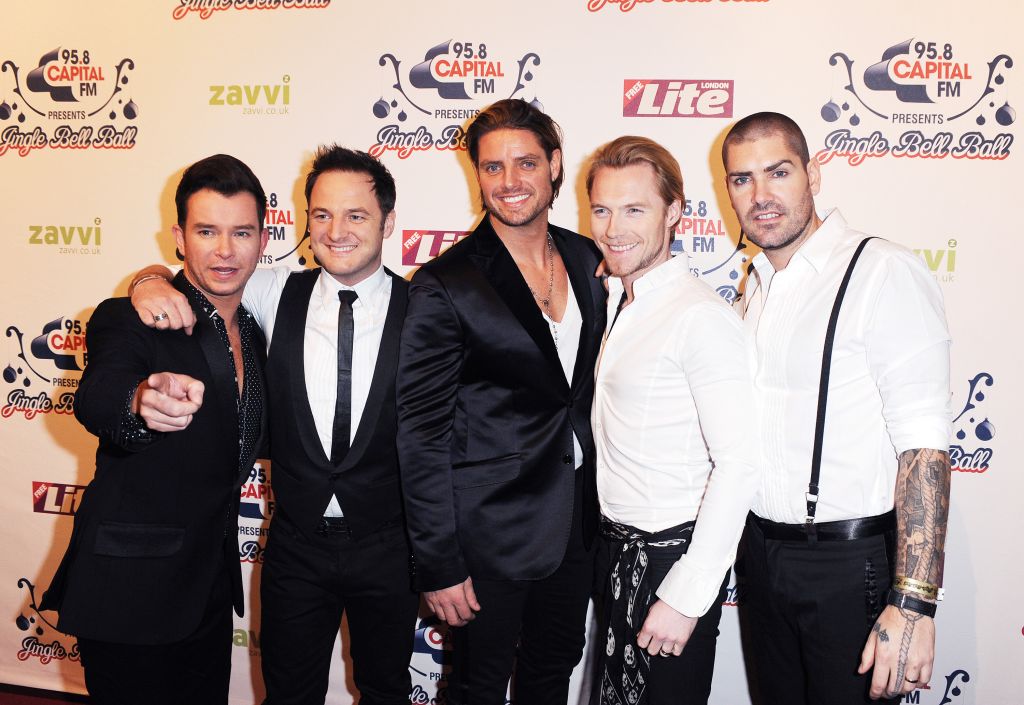  (L-R) Stephen Gately, Mikey Graham, Keith Duffy, Ronan Keating and Shane Lynch of Boyzone.