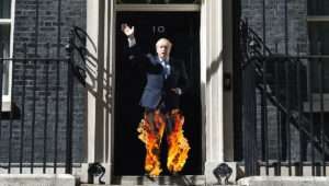 boris trousers on fire