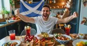 Scottish man with tapas and sangria