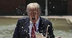 Donald Trump covered in milkshake