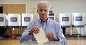 Joe Biden voting in an election.