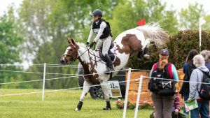 Jessica Phoenix and Fluorescent Adolescent competing in the CCI4*-S at Kentucky 2023. The pair are among the Maryland 5 Star entries.