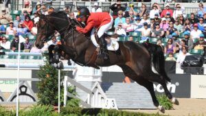 Meredith Michaels-Beebaum and her great showjumping horse Checkmate 4, who has died at the age of 30.