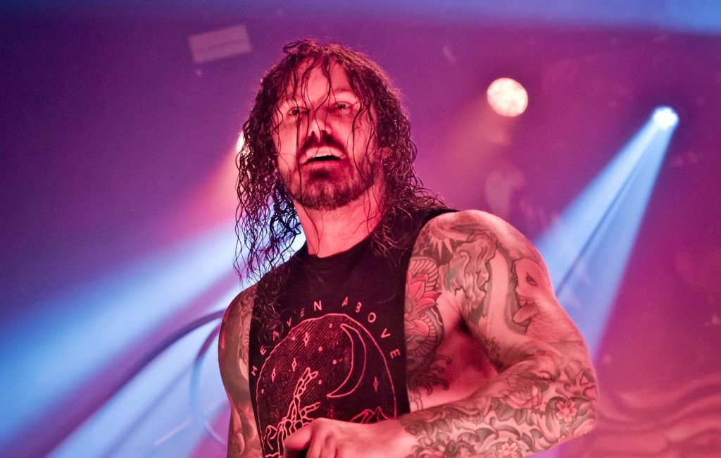 Tim Lambesis of the American band As I Lay Dying performs live on stage during a concert at the Columbiahalle on October 3, 2019 in Berlin, Germany. (Photo by Frank Hoensch/Redferns)