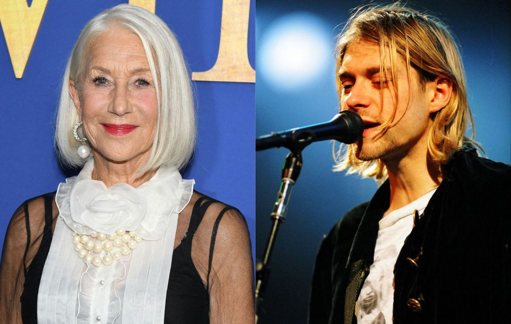 Helen Mirren in 2024 and Kurt Cobain in 1993