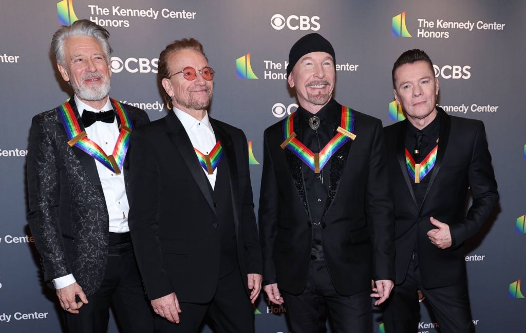 Adam Clayton, Bono, The Edge and Larry Mullen Jr. of U-2 attend the 45th Kennedy Center Honors ceremony at The Kennedy Center on December 04, 2022 in Washington, DC. (Photo by Paul Morigi/Getty Images)