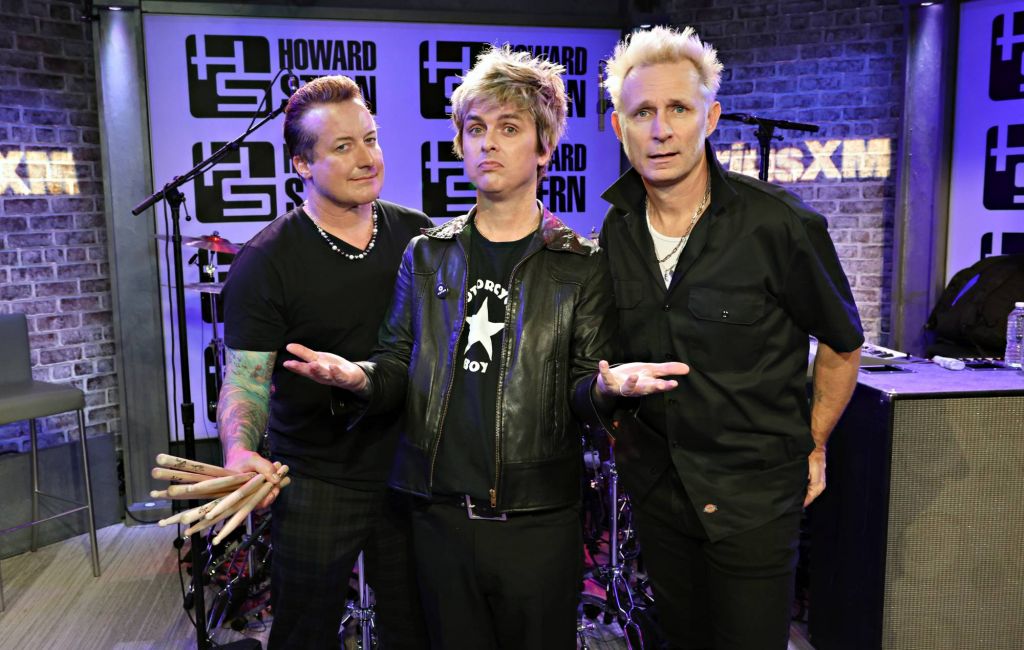 Tré Cool, Billie Joe Armstrong and Mike Dirnt of Green Day visit SiriusXM's 'The Howard Stern Show' at SiriusXM Studio on January 17, 2024 in New York City. (Photo by Cindy Ord/Getty Images for SiriusXM)