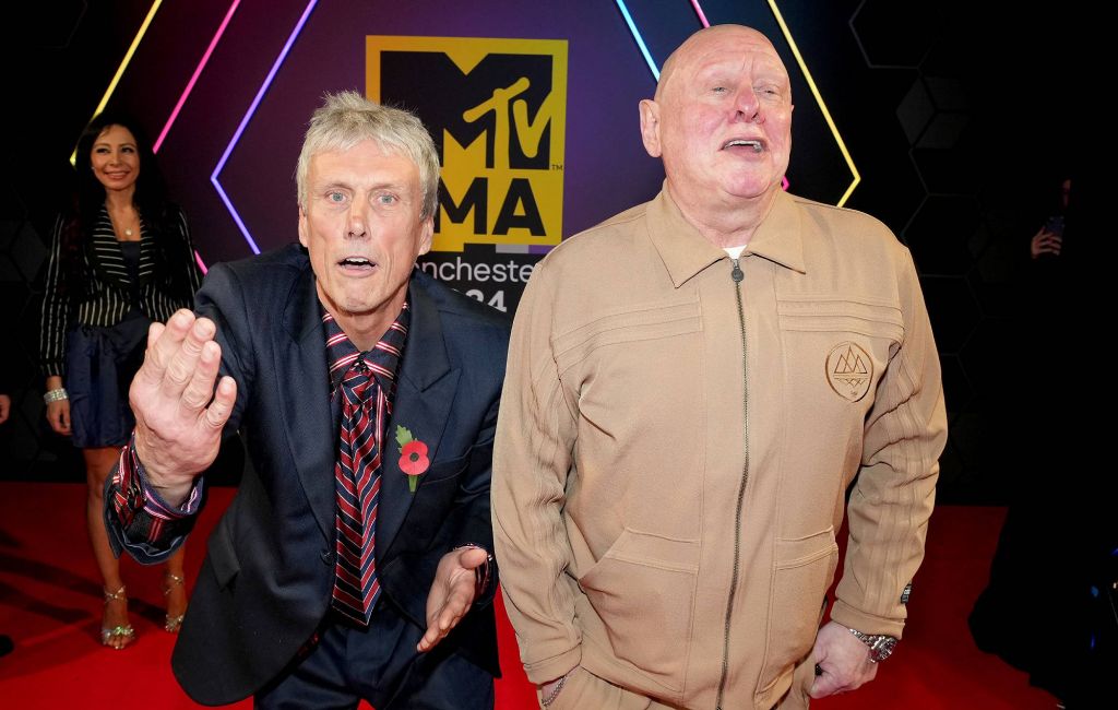 Bez and Shaun Ryder from Happy Mondays attend the MTV EMAs 2024 held at Co-op Live on November 10, 2024 in Manchester, England. (Photo by Jeff Kravitz/FilmMagic)