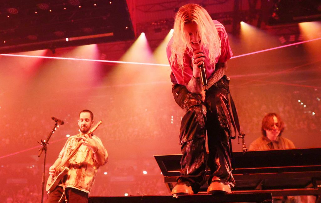 Mike Shinoda and Emily Armstrong of Linkin Park perform in 2024.