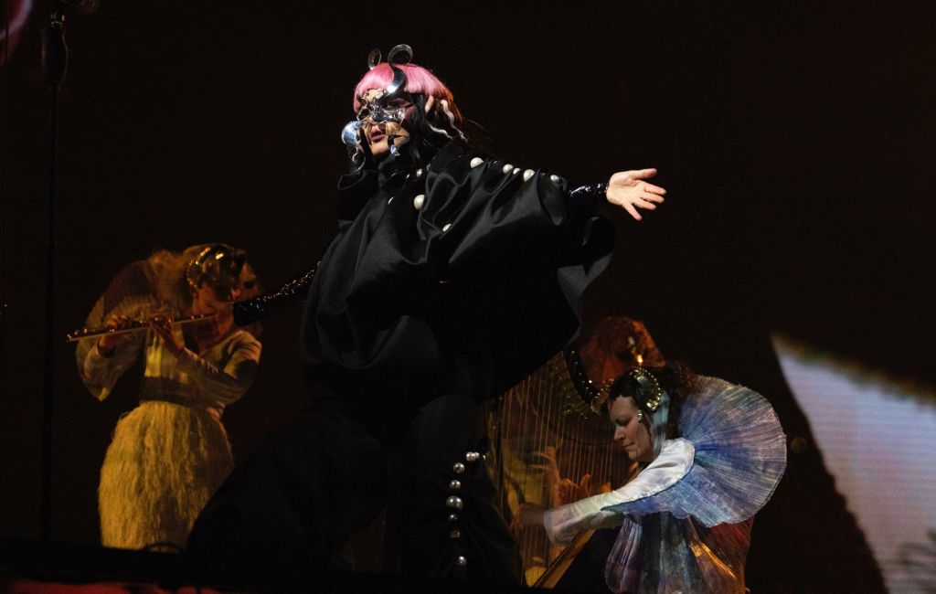 Bjork performs on stage during a concert of her tour "Cornucopia" on November 18, 2023 in Krakow, Poland. (Photo by Santiago Felipe/Redferns for ABA)