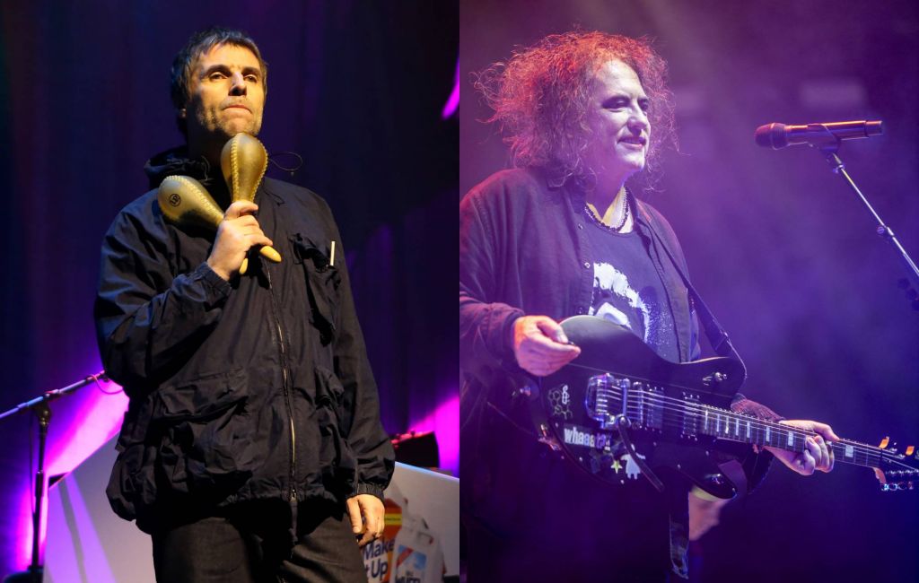 Liam Gallagher and Robert Smith of The Cure. Credit: Chiaki Nozu and Harmony Gerber via GETTY