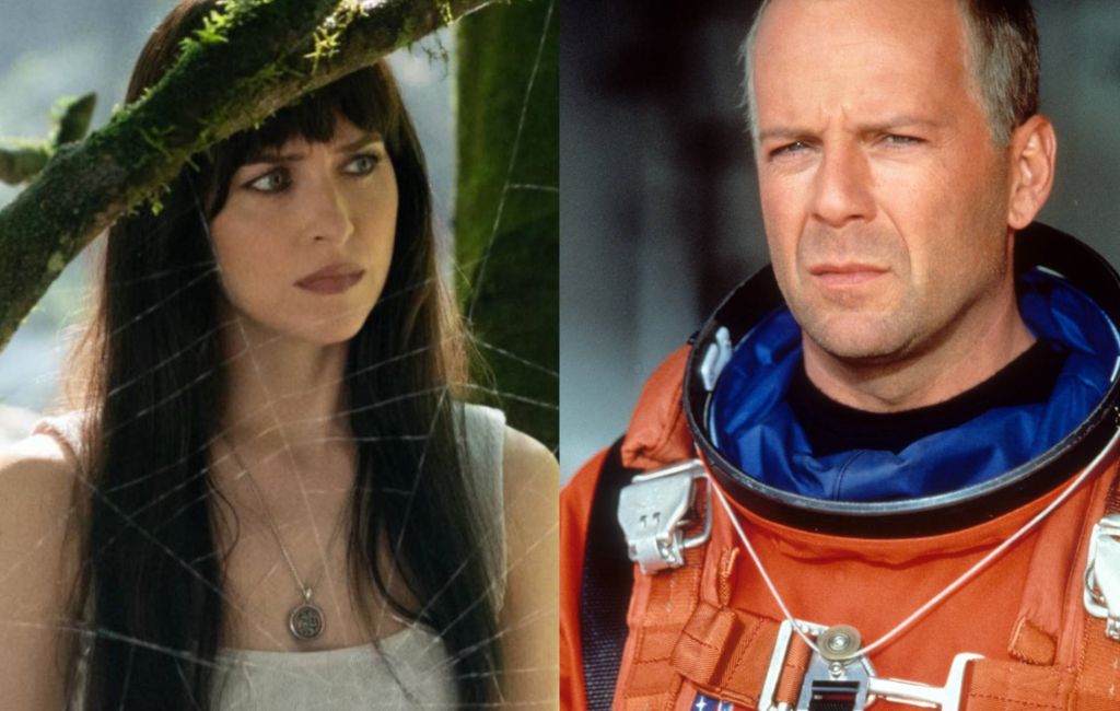 Dakota Johnson in 'Madame Web' and Bruce Willis in 'Armageddon'