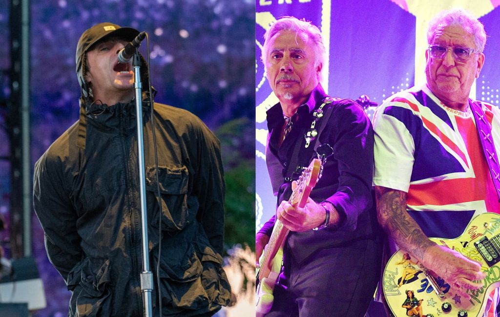 Liam Gallagher and Glen Matlock and Steve Jones of the Sex Pistols