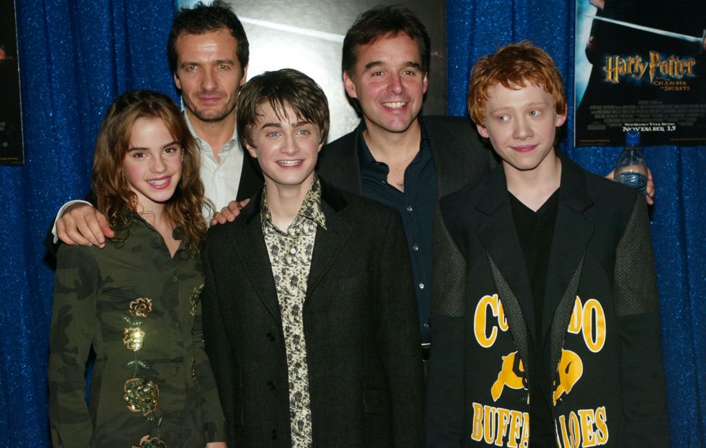 Producer David Heyman and director Chris Columbus with co-stars Emma Watson, Daniel Radcliffe and Rupert Grint attending the N.Y. premiere of 'Harry Potter And The Chamber Of Secrets'