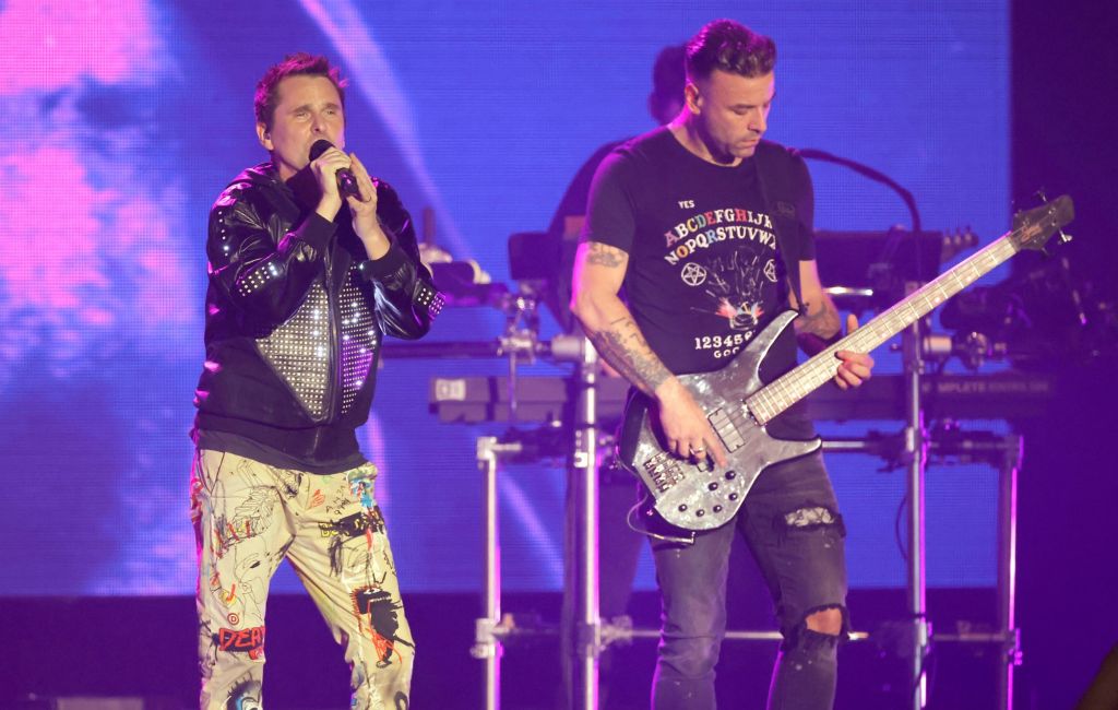 Matthew Bellamy and Chris Wolstenholme of Muse perform live