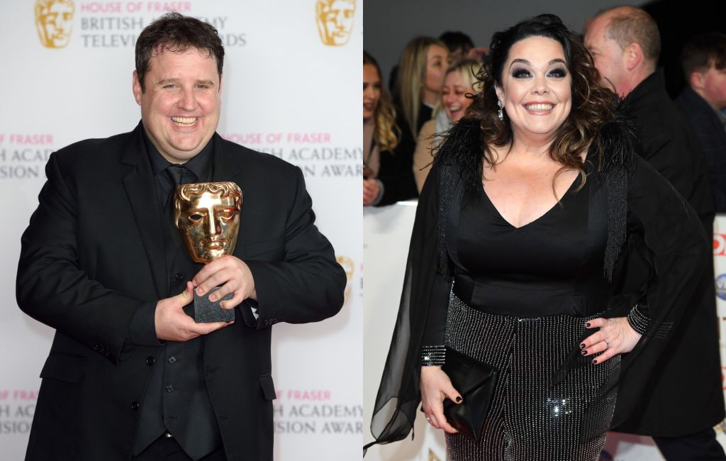 Peter Kay and Lisa Riley split image