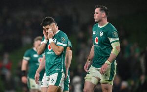 Conor Murray looks disappointed after Ireland's defeat to New Zealand in the Autumn Internationals 2024.