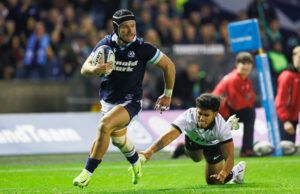 Scotland's Darcy Graham runs with the ball during the November 2024 game against Fiji.