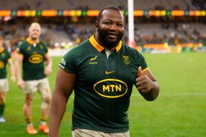 Ox Nche of the Springboks after the win during The Rugby Championship match against Australia.