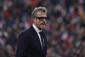 France coach Fabien Galthie looks on before the Autumn Nations Series match against New Zealand