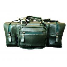 New sporting kit: a green leather range bag