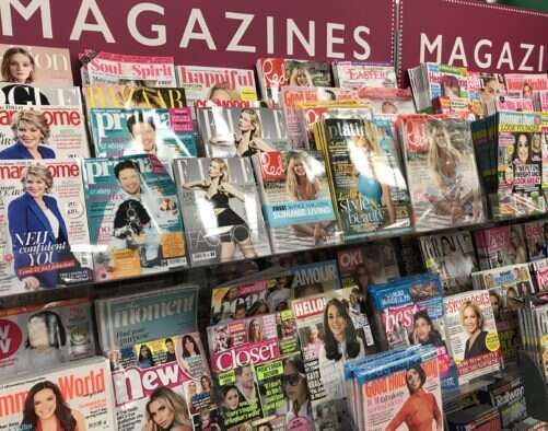 Magazines on a newsstand, illustrating an article about the magazine ABC figures for 2024