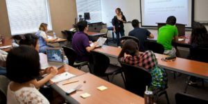 Students in a classroom.