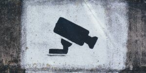 A spray painting of a surveillance camera.