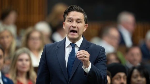 Conservative Leader Pierre Poilievre rises in the House of Commons during question period on Wednesday, September 25, 2024 in Ottawa.