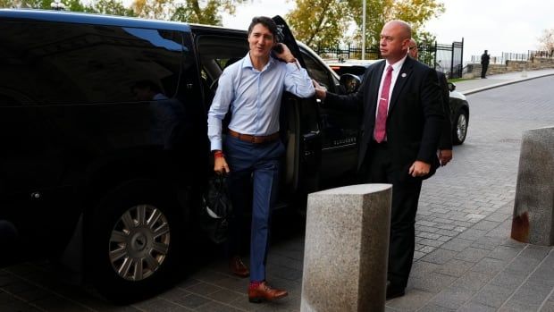 Prime Minister Justin Trudeau arrives to Parliament Hill in Ottawa on Wednesday, Oct. 23, 2024.