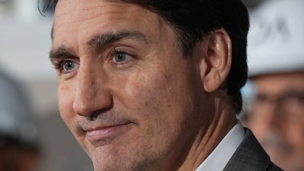 Prime Minister Justin Trudeau pauses while speaking during a housing announcement at a social housing high-rise tower under construction, in Vancouver, on Friday, November 8, 2024.