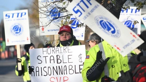 People picketing in Montreal