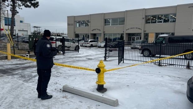 Toronto police outside Bais Chaya Mushka Girls Elementary School on Dec. 20, 2024.