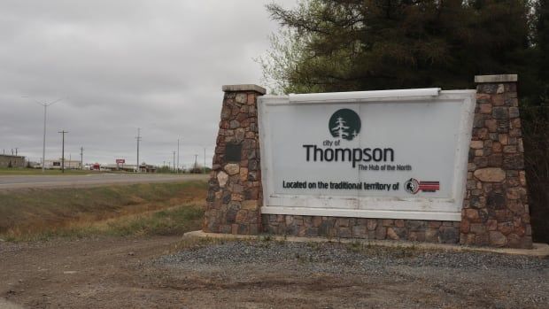 Sign for the city of Thompson, Manitoba.