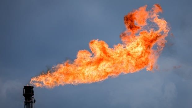 Excess gas flaming from a stack