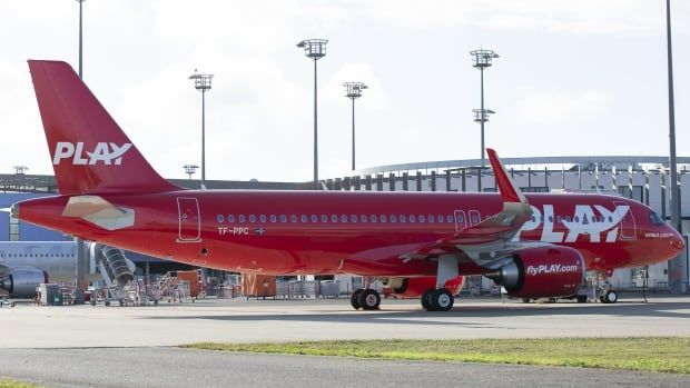 A PLAY plane at the airport.