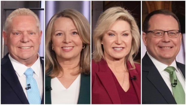 From left to right: PC Leader Doug Ford, NDP Leader Marit Stiles, Liberal Leader Bonnie Crombie and NDP Leader Marit Stiles, Green Party Leader Mike Schreiner. If Ford scores a major electoral victory tonight, it will likely vindicate a strategy that centred the election campaign on Donald Trump's tariff threat while overshadowing other key provincial issues, some analysts say.