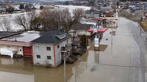 A photo of a town experiencing floods 