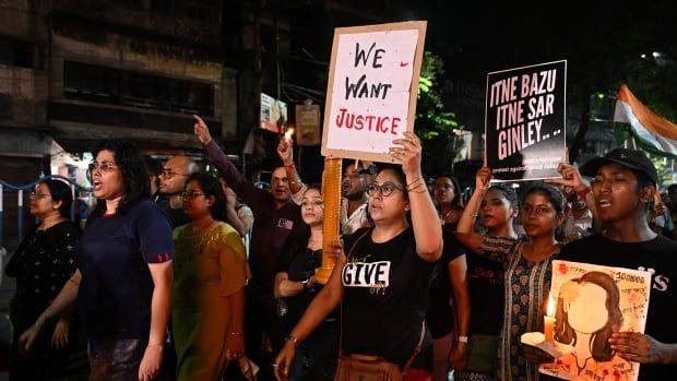 People protest on a street