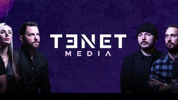 A banner image for Tenet Media shows three content creators on each side over a purple background.