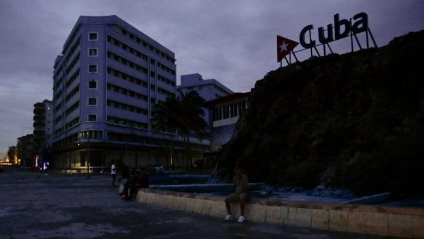 A view of a Havana plaza is seen amid an island-wide blackout in Cuba.