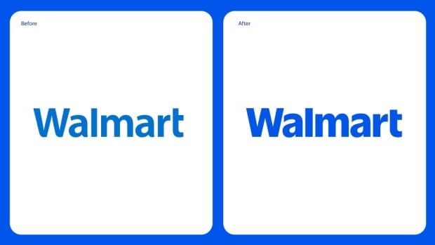 Two side-by-side logos that say Walmart in blue writing