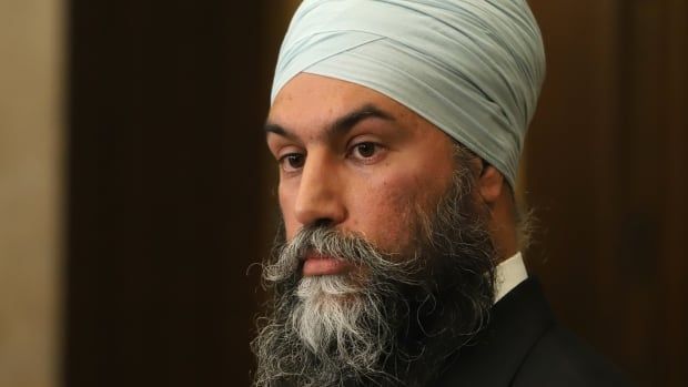 New Democratic Party Leader Jagmeet Singh speaks in the Foyer of the House of Commons about the NSICOP report, on Parliament Hill in Ottawa, on Thursday, June 13, 2024.