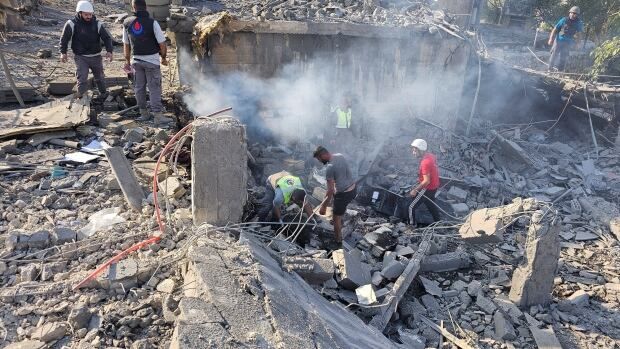 Rescuers in Lebanon.