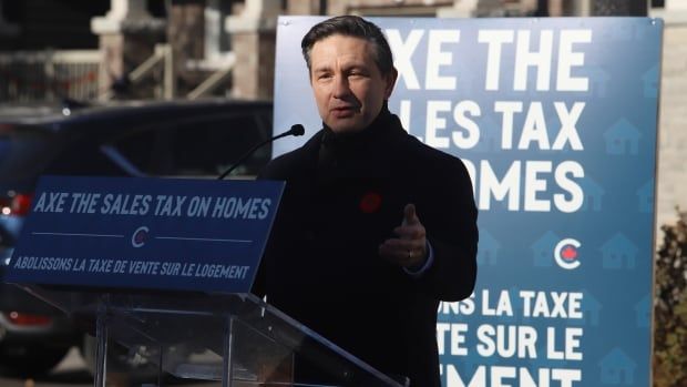 Conservative Leader Pierre Poilievre speaks at a press conference in Ottawa on Monday, Oct. 28, 2024.