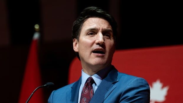 Prime Minister Justin Trudeau speaks during a Laurier Club Holiday Party event in Gatineau, Que., on Monday, Dec. 16, 2024.