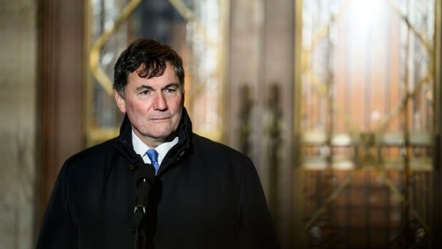 Dominic LeBlanc, Minister of Finance, Public Safety and Intergovernmental Affairs, participates in a news conference after a swearing in ceremony at Rideau Hall in Ottawa, on Monday, Dec. 16, 2024. 