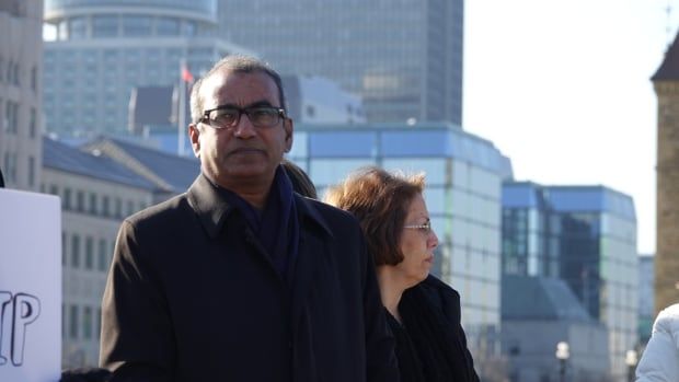 Nepean MP Chandra Arya attends a rally on Parliament Hill in support of Iranian protesters on Nov. 24, 2019. 