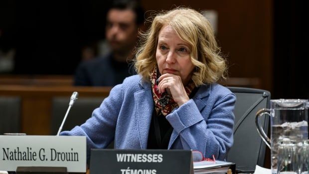 Nathalie Drouin, deputy clerk of the Privy Council and national security and intelligence adviser to the prime minister, prepares to appear before the Special Committee on the Canada–People’s Republic of China Relationship in Ottawa on Monday, April 29, 2024.